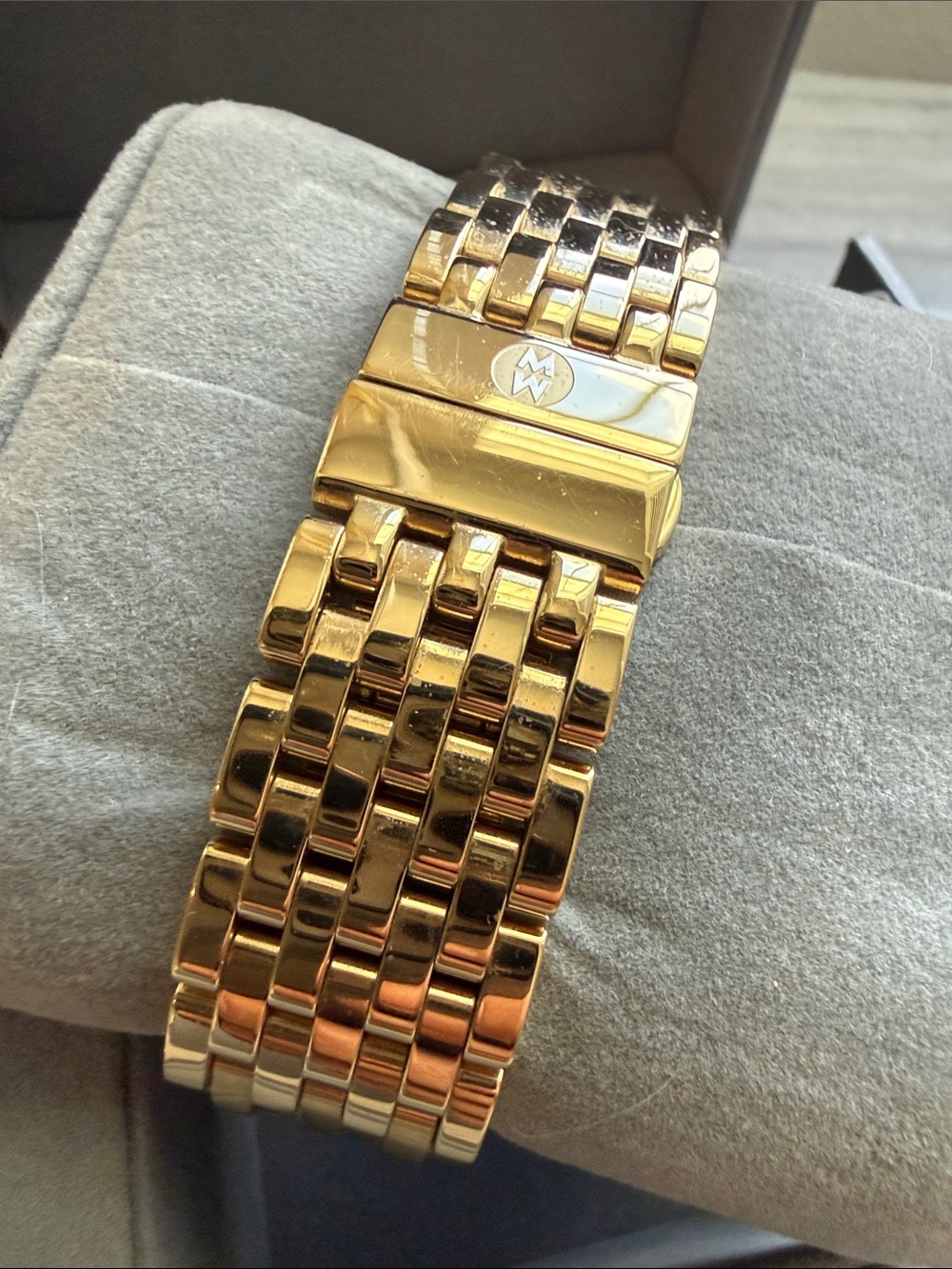 Michele Gold-Tone Diamond Bezel Mother-of-Pearl Dial Women's Watch - Picture 7 of 9